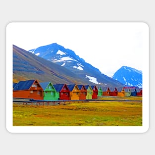 A group of houses at Longyearbyen. Svalbard Sticker